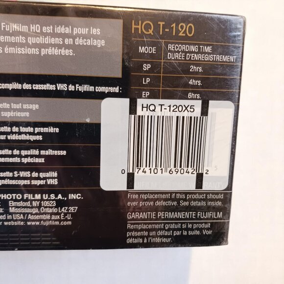 FujiFilm HQ 120 VHS Tapes 5-Pack Sealed 6-Hours High Quality Multi-Purpose Video - Picture 4 of 6